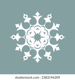 White snowflake on blue background. Winter