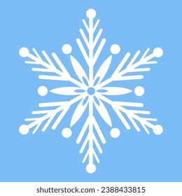 El copo de nieve blanco sobre un fondo azul. Icono vector copo de nieve. Plantilla de copo de nieve. Logo de Navidad y Año Nuevo. Silhouette de invierno de copos de nieve. Para diseño y decoración navideños.