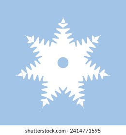 White snowflake on a blue background