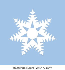 White snowflake on a blue background