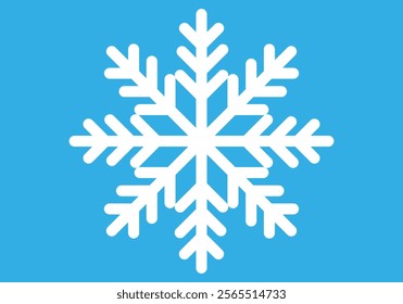 White snowflake on blue background
