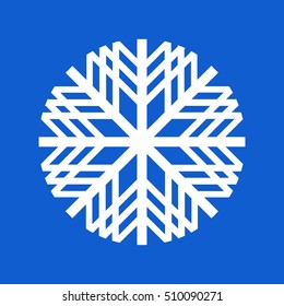 white snowflake on blue background