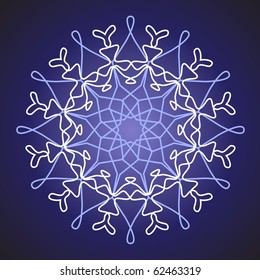 white snowflake on a blue background