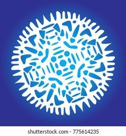 White snowflake on the blue background. Winter holidays collection. Vector illustration.