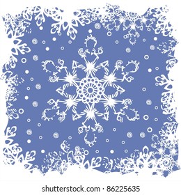 white snowflake on blue background. Vector illustration