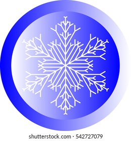 White snowflake on blue ball or button - icon. Vector eps 10