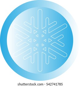White snowflake on blue ball or button - icon. Vector eps 10