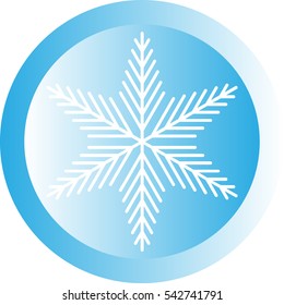 White snowflake on blue ball or button - icon. Vector eps 10