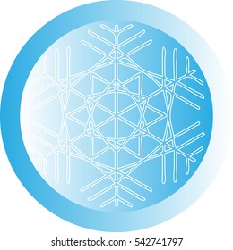 White snowflake on blue ball or button - icon. Vector eps 10