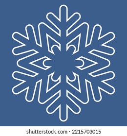 Weiße Schneeflocke auf dunklem Hintergrund, symmetrischer Vektorschnee-Mandala-Kristall