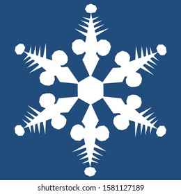 White snowflake on a dark blue background. Vector drawing of a winter element. New year design