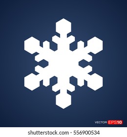 White Snowflake on dark blue background. Vector illustration