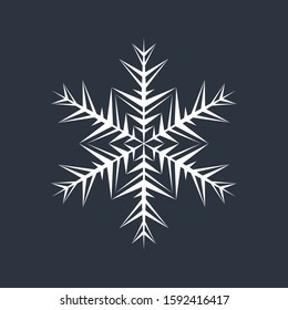 White snowflake on a dark gray background. New Year element. Winter decor