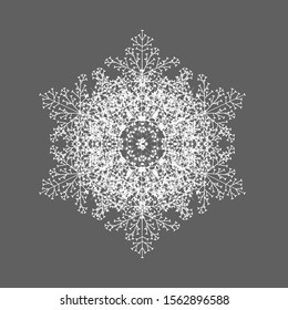White snowflake on gray background
