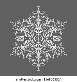 White snowflake on gray background