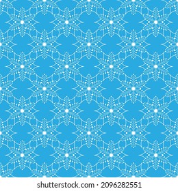White snowflake on light blue seamless pattern. Fashion graphic background design. Modern stylish abstract texture. Colorful template for prints, textiles, wrapping, wallpaper. Vector illustration