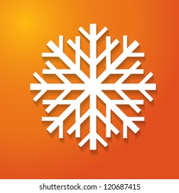 White snowflake on orange