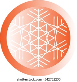 White snowflake on orange ball or button - icon. Vector eps 10