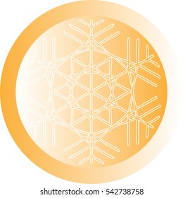 White snowflake on orange ball or button - icon. Vector eps 10
