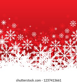 White snowflake on red background. Abstract Christmas background.