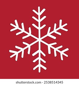 Un copo de nieve blanco sobre fondo rojo
