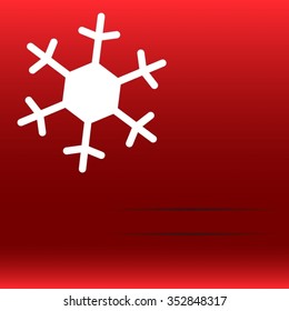 White snowflake on red background; place for message; xmas