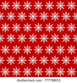White snowflake on a red background pattern. ,vector illustration