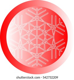 White snowflake on red ball or button - icon. Vector eps 10
