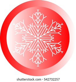 White snowflake on red ball or button - icon. Vector eps 10