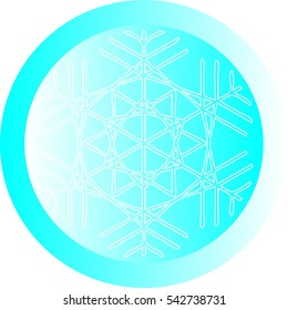 White snowflake on turquoise ball or button - icon. Vector eps 10