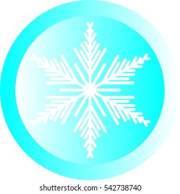 White snowflake on turquoise ball or button - icon. Vector eps 10