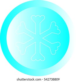 White snowflake on turquoise ball or button - icon. Vector eps 10