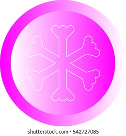 White snowflake on violet ball or button - icon. Vector eps 10