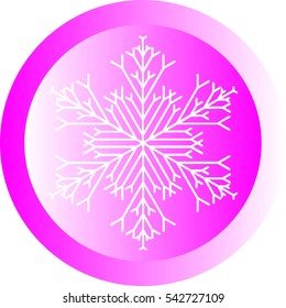 White snowflake on violet ball or button - icon. Vector eps 10