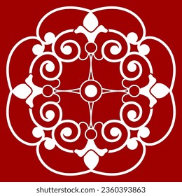 patrón de ornamento de copo de nieve blanco en un fondo rojo