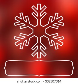 White snowflake over square abstract smooth blur background with empty frame for your text.