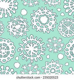 White snowflake seamless pattern.