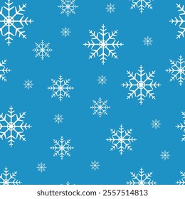 White snowflake seamless pattern background, wrapping paper, design, fabric, decor, gift