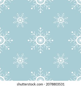 Patrón sin costuras de copo de nieve blanco. Diseño navideño. Patrón de invierno sin fisuras.