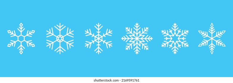 White snowflake set on blue background illustration vector for graphic design