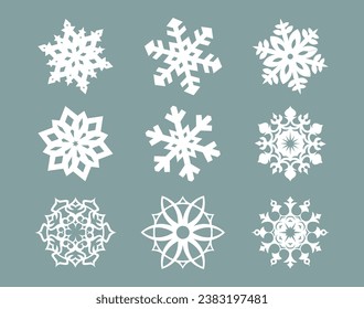 White snowflake set on blue background