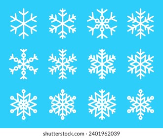 White snowflake set on blue background