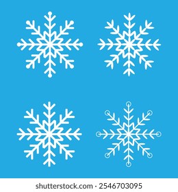 White Snowflake Set Vector Illustration. Snowflake Vector Icon Collection. Winter Snowflake. Winter Season.