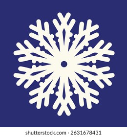 White snowflake in a simple art style on isolated background. Perfect for Christmas cards for the holidays and festive events. Geometrical and symmetrical shape pattern. Vector illustration, EPS 10.