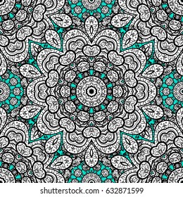 White snowflake simple seamless pattern. Symbol of winter, Merry Christmas holiday, Happy New Year 2018. Vector white pattern on blue background. Abstract wallpaper, wrapping decoration.