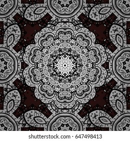 White snowflake simple seamless pattern. Symbol of winter, Merry Christmas holiday, Happy New Year 2018. Vector white pattern on brown background. Abstract wallpaper, wrapping decoration.