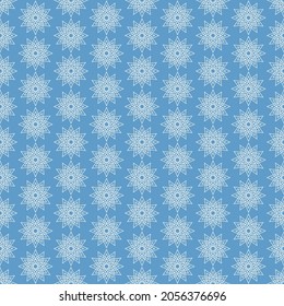 White snowflake snowfall mandala, hand drawing seamless pattern vector illustration