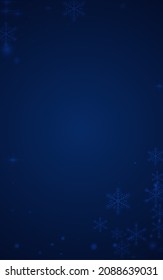 White Snowflake Vector Blue Background. Falling Snowfall Pattern. Gray Winter Backdrop. Christmas Snow Banner.