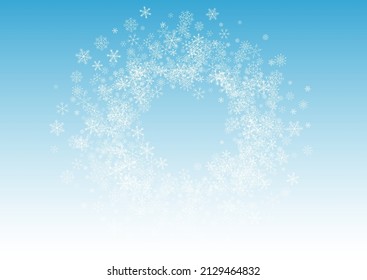 White Snowflake Vector Blue Background. New Snow Design. Gray Light Holiday. Winter Snowfall Transparent.