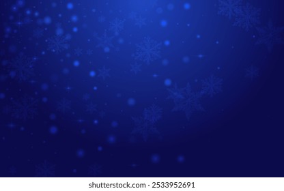 Weiße Schneeflocke, blauer Hintergrund. Glow Weihnachtssterne Einladung. Minimaler Schneesturm-Banner. Glow Flake Card